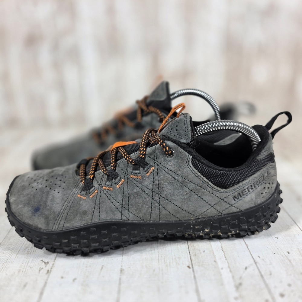 Merrell Move Glove Mens 7.5 Granite Orange Suede Barefoot Trail Shoes J036009